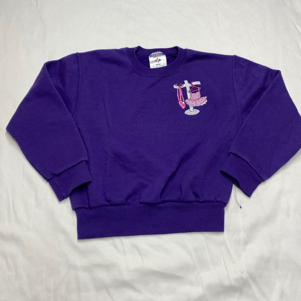 Jerzees Youth Purple Ballet Tutu Embroidered NuBlend Sweatshirt Size Small 6-8